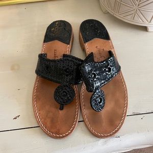 Black Sequin Jack Rogers